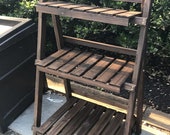 3 Tier Folding Wooden Plant Stand Wood Organizer Flower Pot Stand Plant Display Shelf Rack Ladder Garden Indoors Outdoors