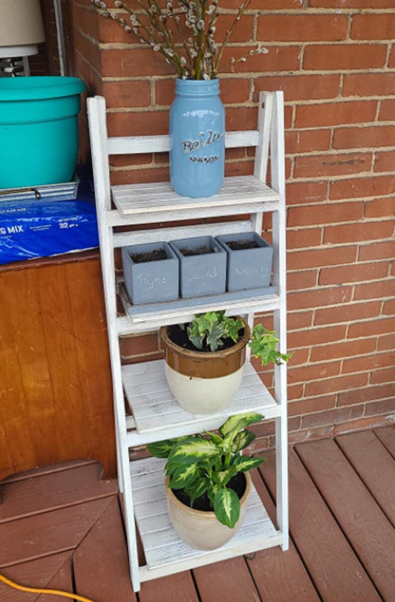 45 Foldable Ladder Shelf Plant Stand Indoor Flower Pot Etsy