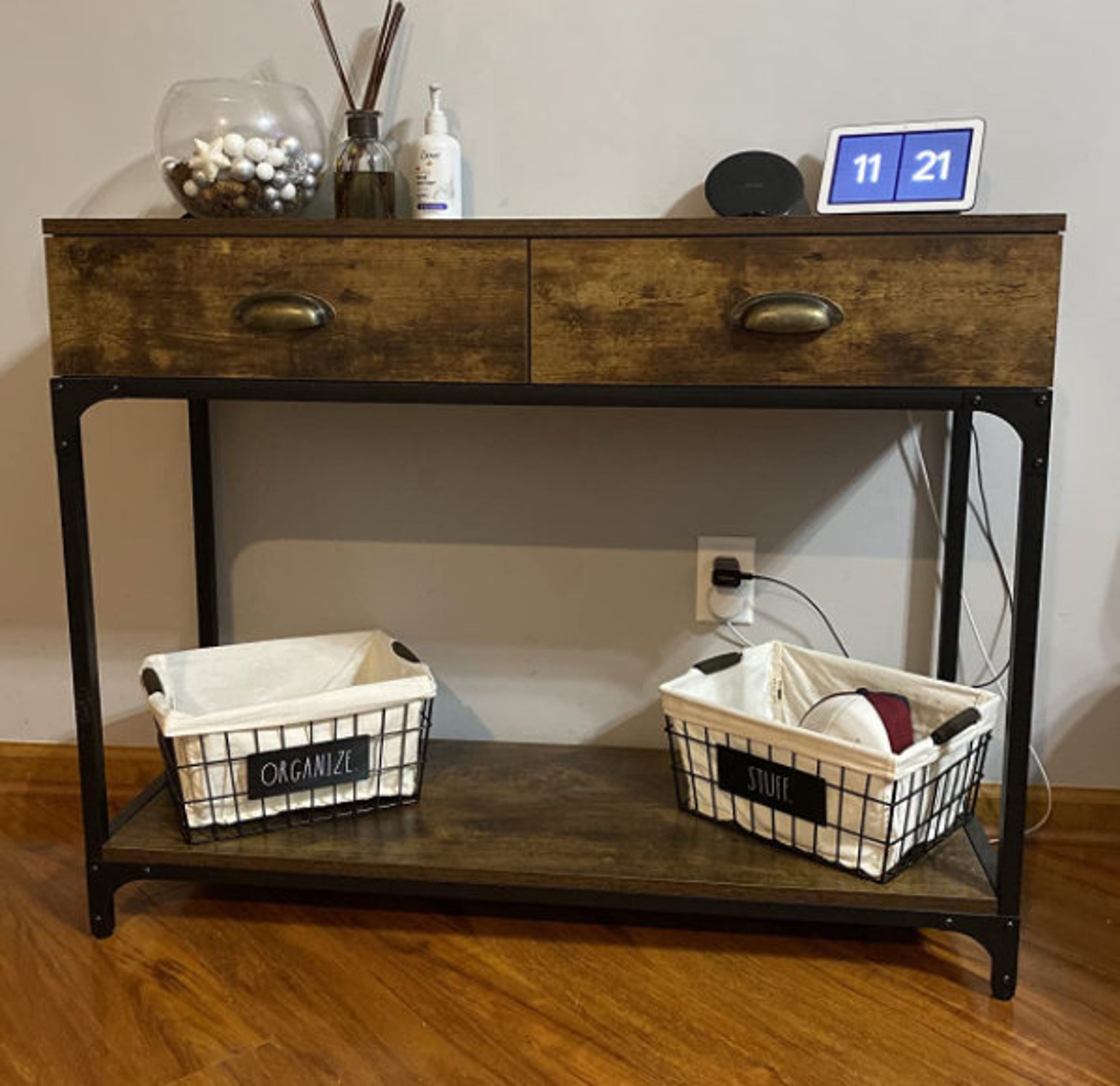 Industrial Console Table Entryway Sofa Table with 2 Drawers Etsy