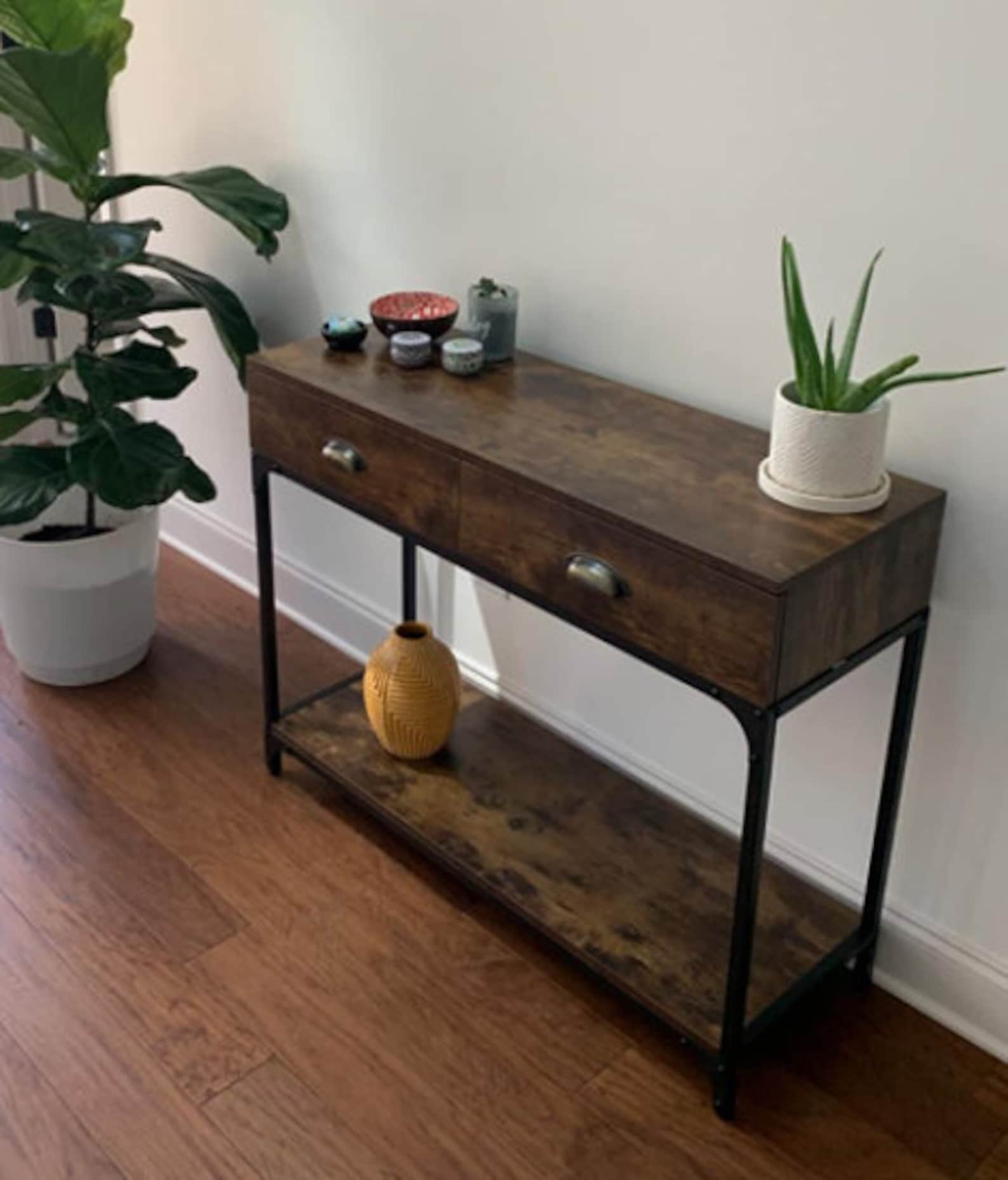 Industrial Console Table Entryway Sofa Table with 2 Drawers Etsy