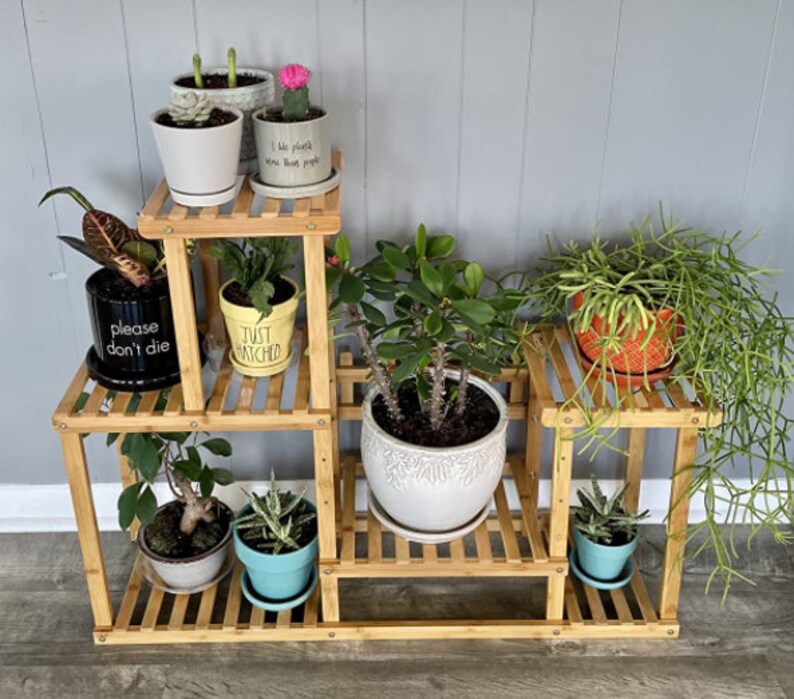 Bamboo Plant Stand Rack 4 Tier Indoor&outdoor Multiple Flower Etsy
