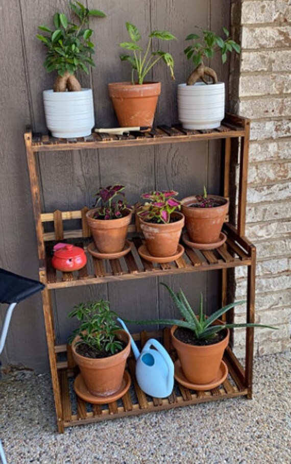 3 Tier Wood Plant Stand Vertical Plant Dislay Shelf Indoor Etsy