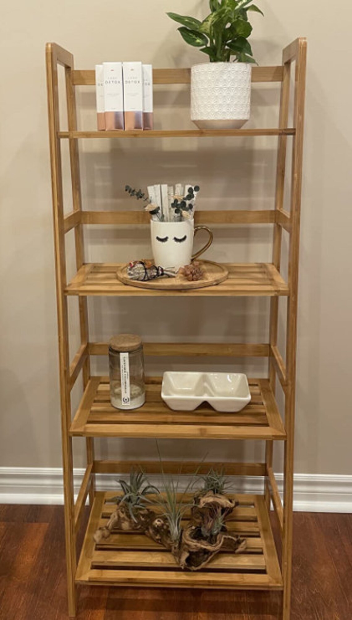 47.5'' Bamboo Ladder Shelf Multifunctional Plant Etsy