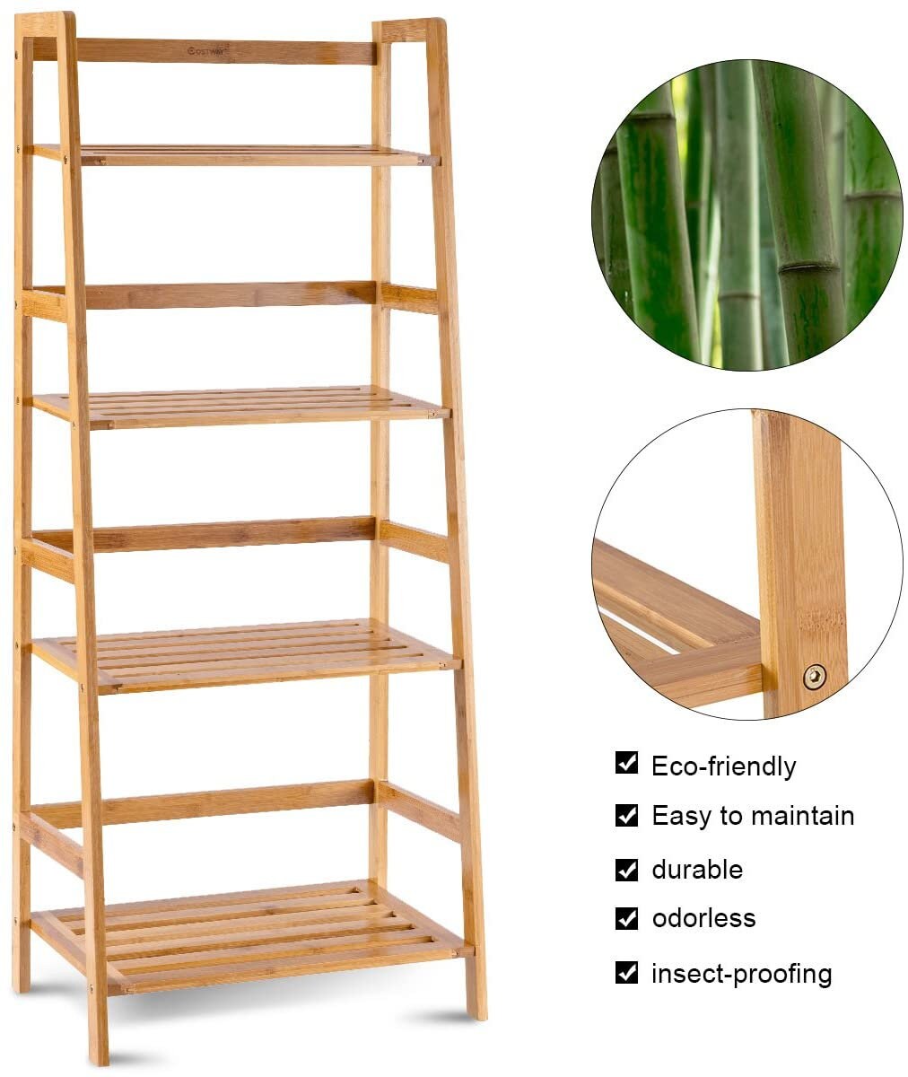 47.5'' Bamboo Ladder Shelf Multifunctional Plant Etsy