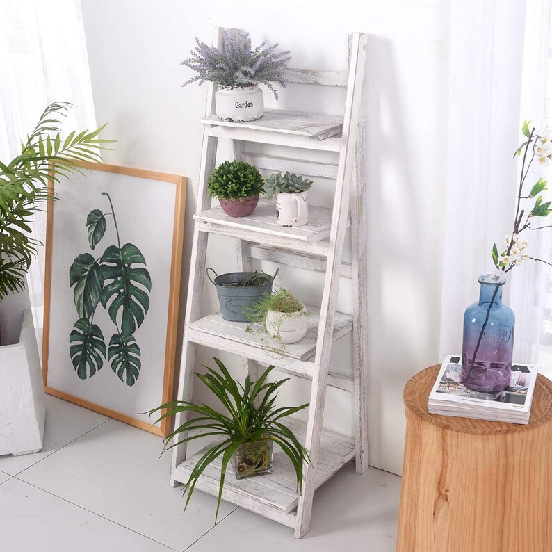 45 Foldable Ladder Shelf Plant Stand Indoor Flower Pot Etsy