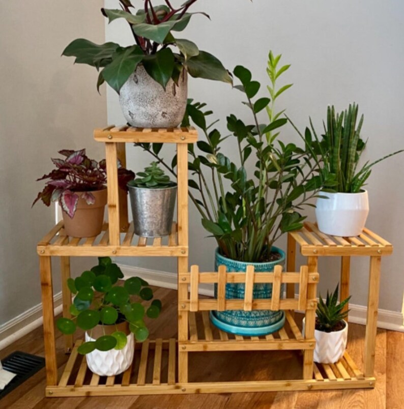 Bamboo Plant Stand Rack 4 Tier Indoor&outdoor Multiple Flower Etsy