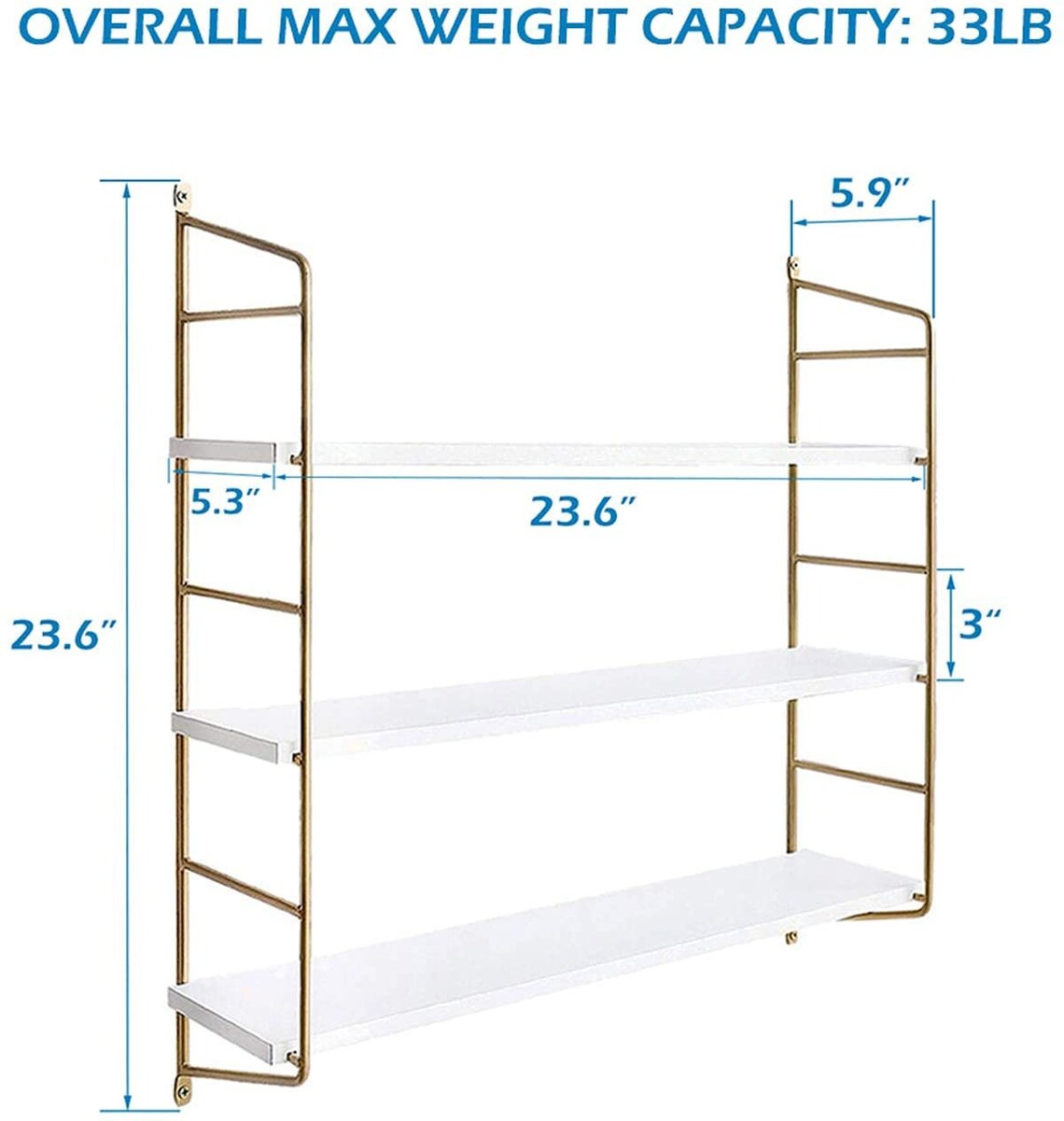 Gold Wall Shelf Floating Shelves Bathroom Mounted Shelving Etsy