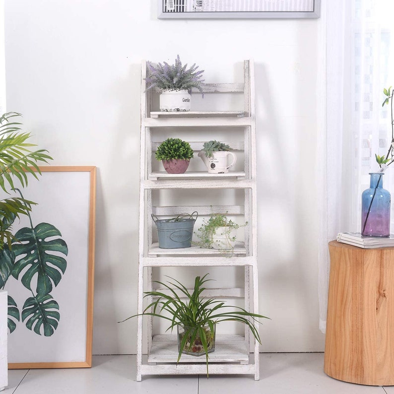 45 Foldable Ladder Shelf Plant Stand Indoor Flower Pot Etsy