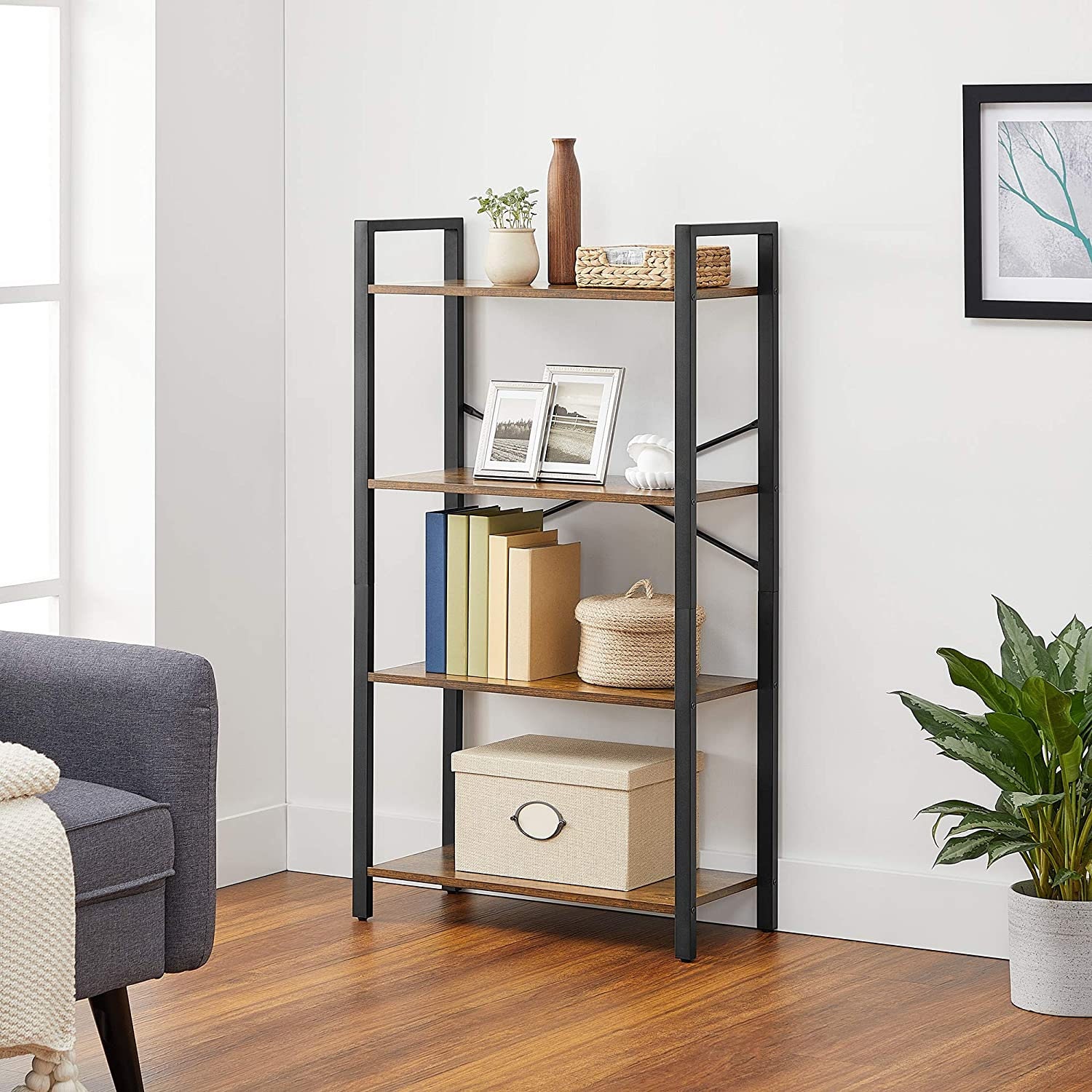 Bookshelf 4Tier Bookcase Living Room Standing Unit Shelf Etsy