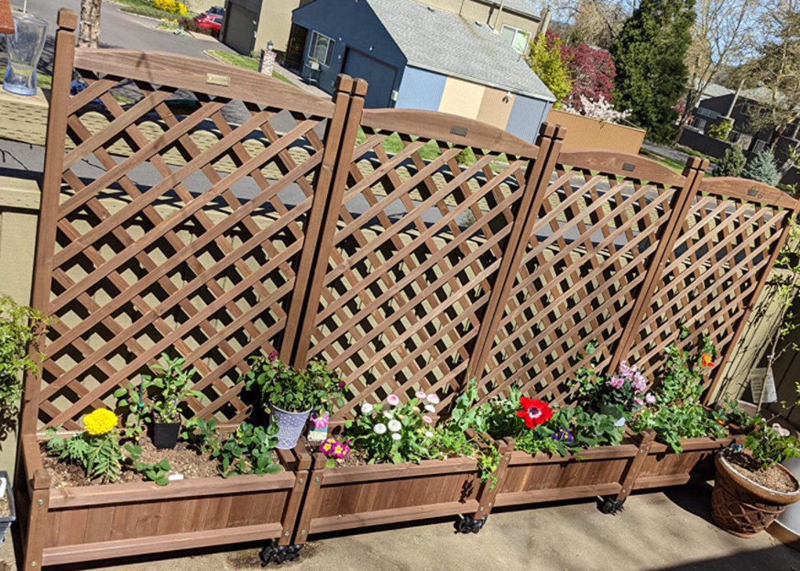 48in Wood Planter Box & Diamond Lattice Trellis Mobile Etsy
