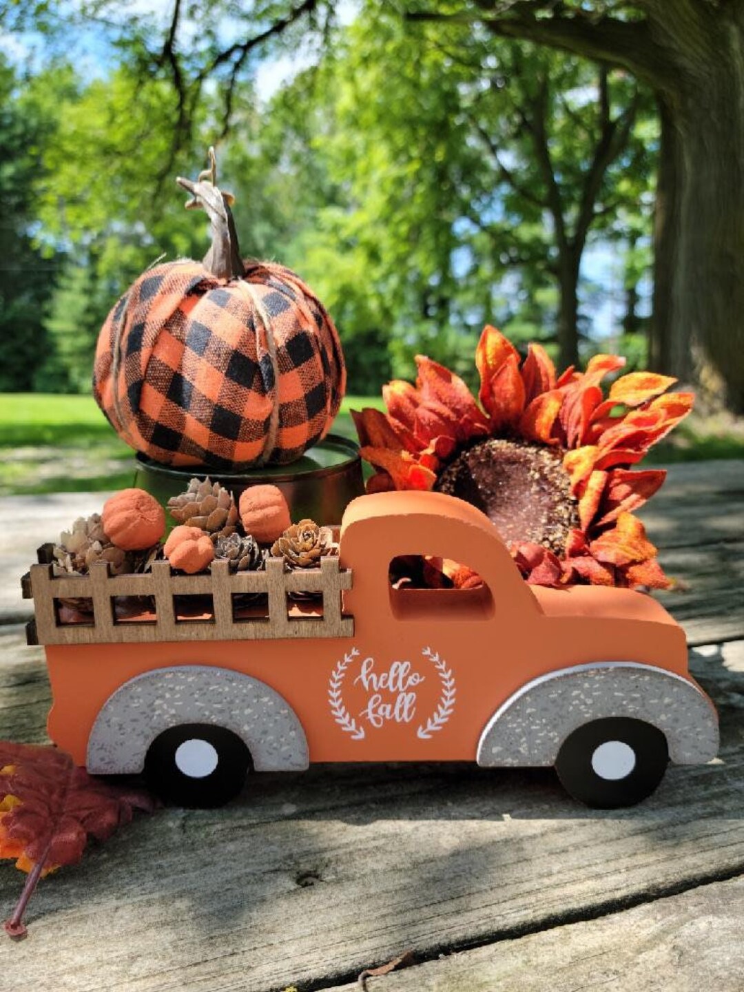 Hello Fall Harvest Truck Decoration for Tiered Tray Etsy