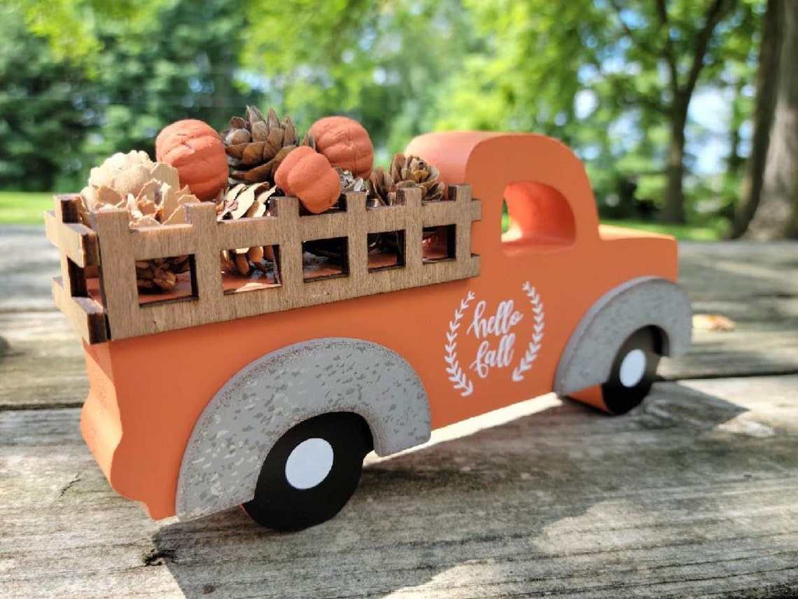 Hello Fall Harvest Truck Decoration for Tiered Tray Etsy