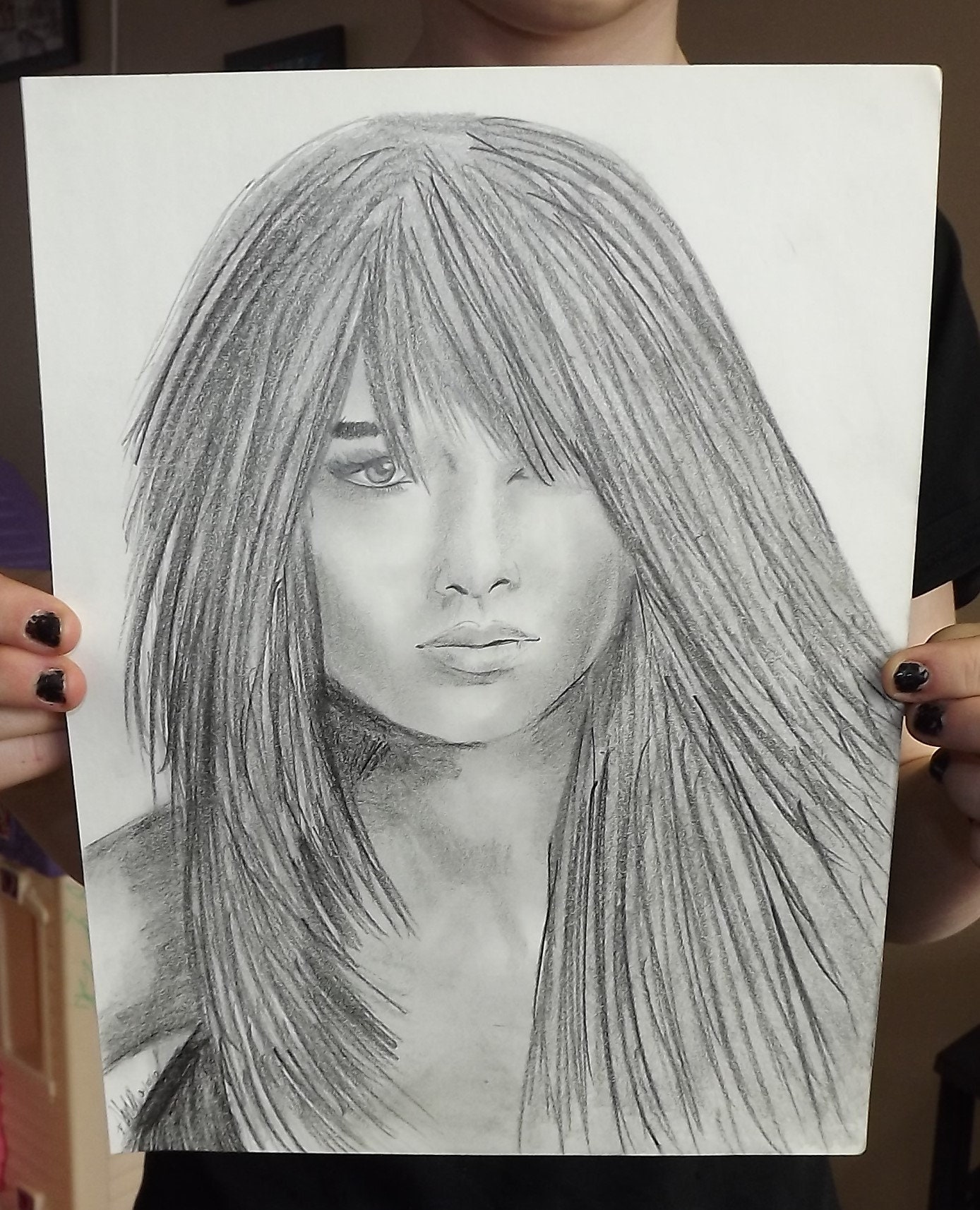 Original pencil art drawing of a girl original art done with Etsy
