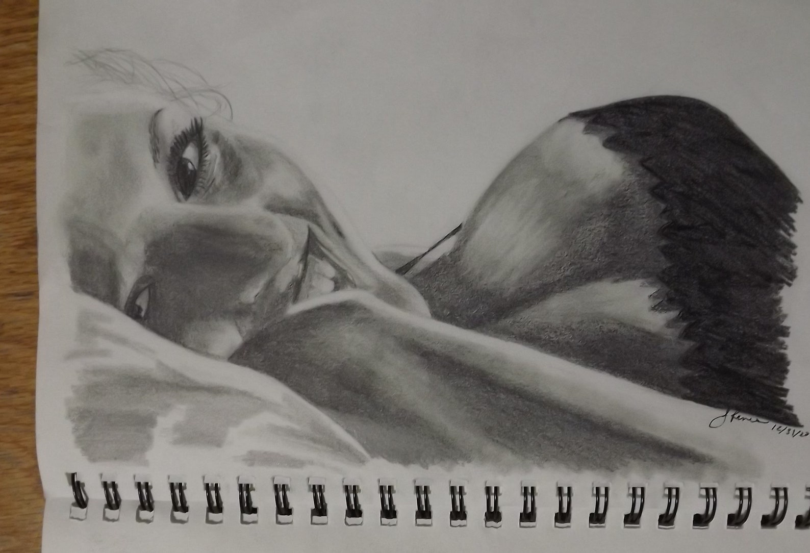 Pencil Drawing of Women Lying Down, Original Pencil Drawings, Pencil