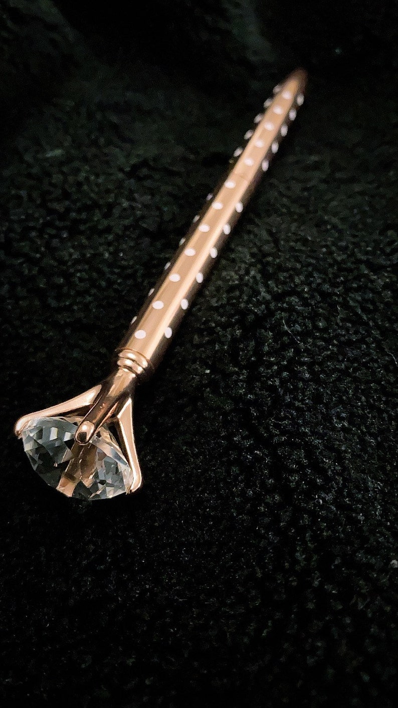 Mrs Hinch inspired Rose gold /& white polka dots Diamond pen