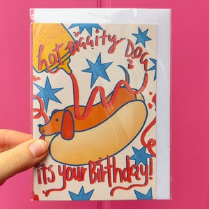 Hot Dog Wiener Birthday Greetings Card - Dachshund Ketchup Funny Bday ...