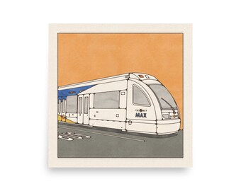 MAX トライメット ポートランド バス ティンバーズ PDX リップ オレゴン シティ トレイン オレゴン 水彩画 レトロ PNW モダン マップ トレイルブレイザーズ ブルック ブスタマンテ