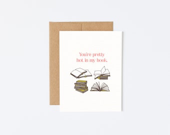 Textured Matte Premium Greeting Card Book Flirty Reader Love Pink Cute Funny Reader