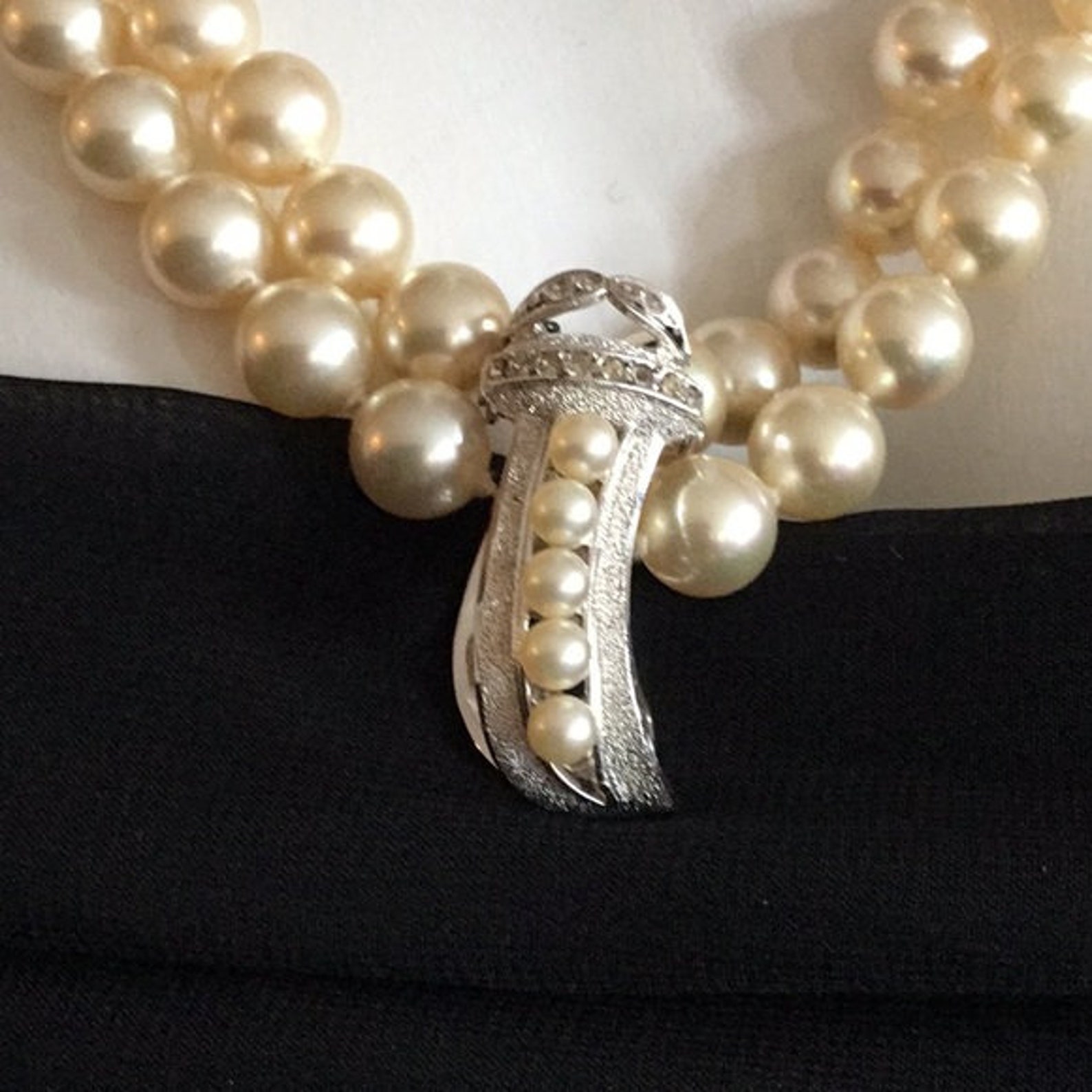 Vintage Majorica Pearl Necklace With Silver Clasp Etsy