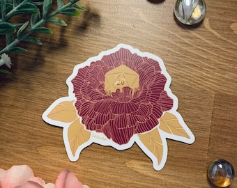 D20 Flower Sticker | Dnd sticker | D20 die | 3x3”