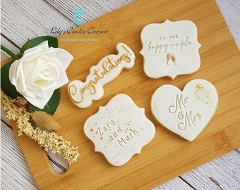 Mr & Mrs engagement biscuits, engagement cookies, wedding biscuits, wedding cookies, engagement gift, engagement present, wedding gift