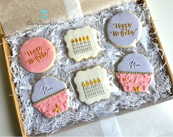 Birthday biscuits/ birthday cookies/ iced biscuit/ personalised biscuits/ happy birthday cookies/ birthday card/ birthday favours/ birthday