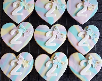 Birthday cookies/ birthday biscuits/ rainbow cookies/ iced biscuits/iced cookies/ party favours/ birthday gift/ personalised cookies