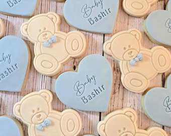 Baby Shower Cookies| Baby Shower Biscuits| New Baby Biscuits| New Baby Cookies| Baby Shower Favours| Teddy Cookies