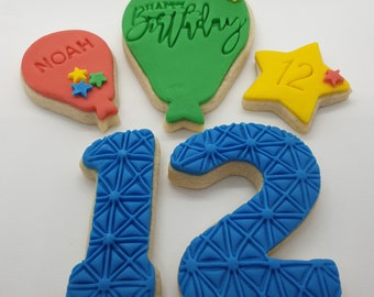 Birthday cookies/ birthday biscuits/ number cookies/ number biscuits/ greetings card/ letterbox cookies/ Kids Party cookies/ kids birthday