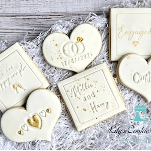 Engagement biscuits, wedding biscuits, engagement cookies, wedding cookies, anniversary gift, engagement gift, wedding gift, wedding favours