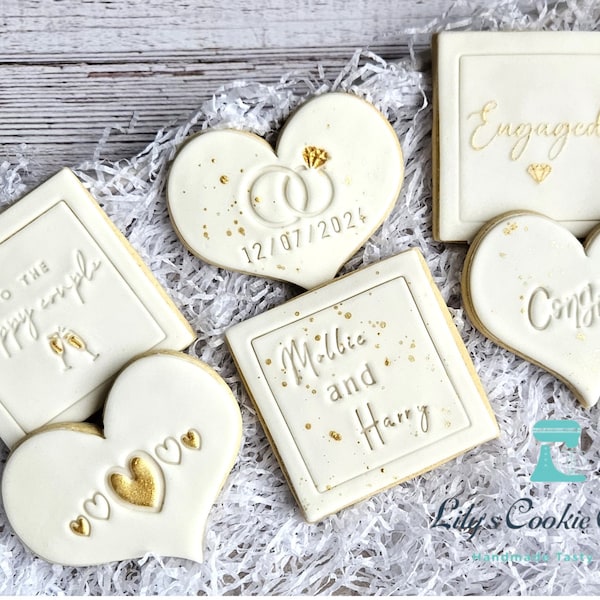 Engagement biscuits, wedding biscuits, engagement cookies, wedding cookies, anniversary gift, engagement gift, wedding gift, wedding favours