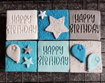 Birthday biscuits/ birthday cookies/ iced biscuit/ personalised biscuits/ happy birthday biscuits/ birthday gift/ gift for him/ blue cookies