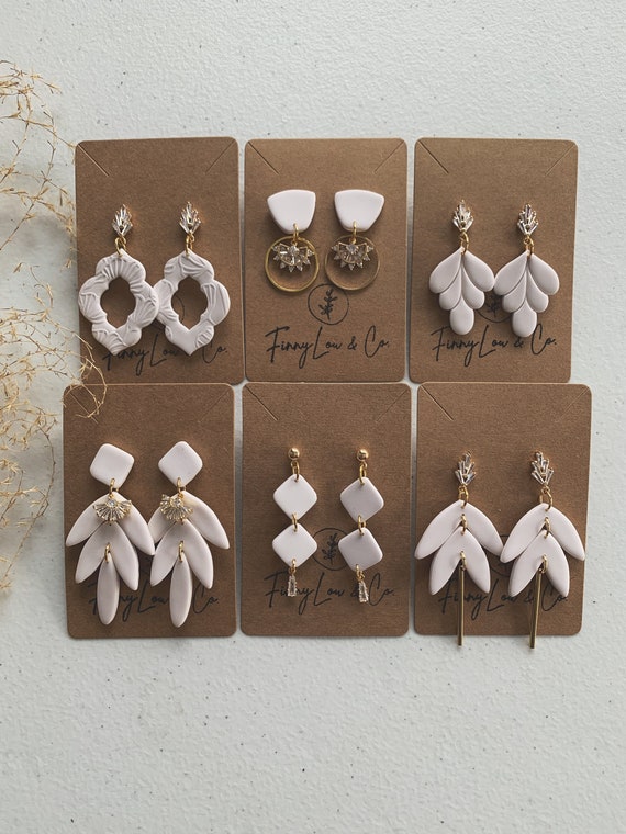 Pendientes de arcilla polimérica Novia / Boda - Etsy España