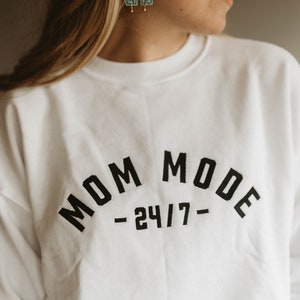 Mam 24/7 | Mom Life| Mother&#39;s Day Gift| Motherhood| Kiddos| Edgy| Black| Oversized Sweatshirt| Crewneck| Embroidered