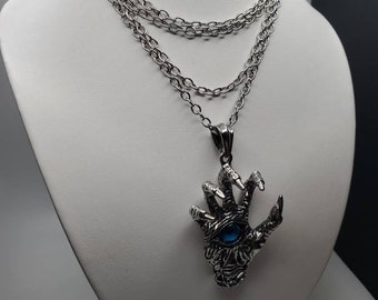 Gothic Necklace. Big Hand Pendant.