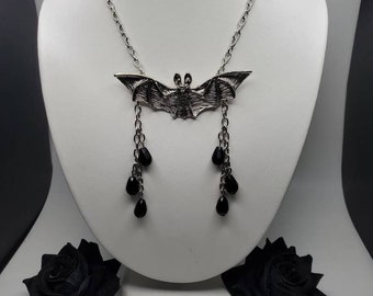 Vampire, Victorian, Halloween, Gothic Necklace. Bat Pendant.