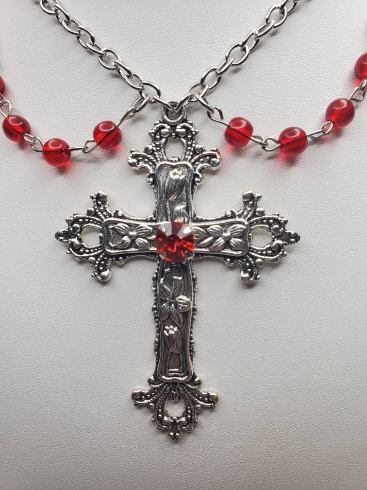 Victorian Medieval Necklace. Cross Pendant. - Etsy