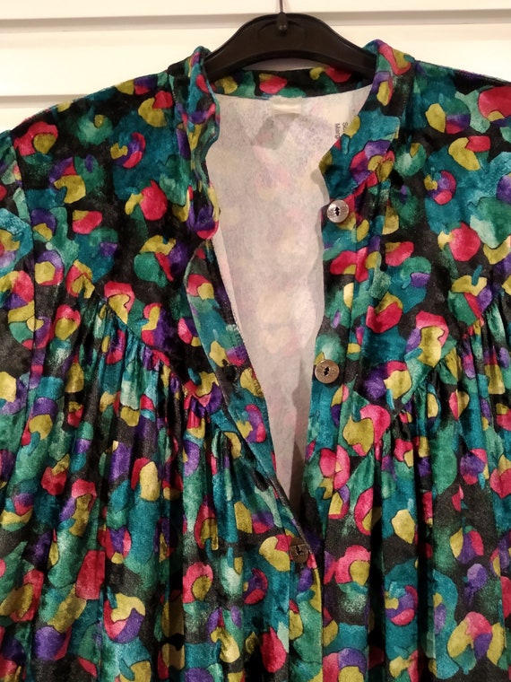 Vintage Velvet Abstract Patterned Dress - image 6