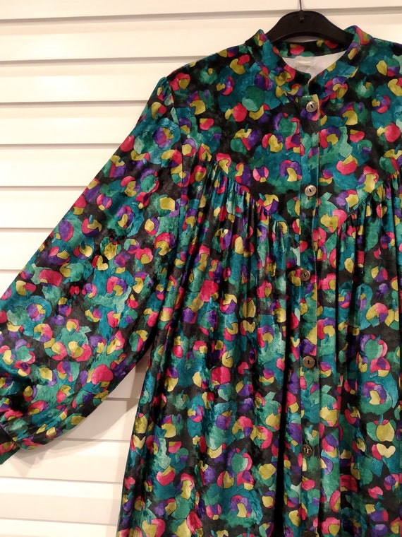 Vintage Velvet Abstract Patterned Dress - image 3