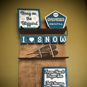 Snowshoes tiered shelves and tiered tray decorations SVG, laser cut file,