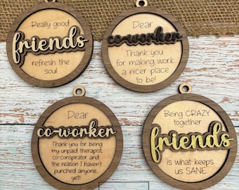 Funny or Sweet Friend and Coworker ornament SVG, digital cut file, Christmas ornament SVG, Laser file, Digital download, funny ornament svg