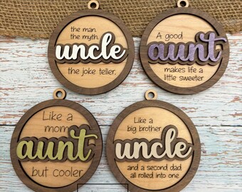 Funny or Sweet Aunt and Uncle ornament SVG, digital cut file, Christmas ornament SVG, Laser file, Digital download, funny ornament svg
