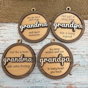 Funny or Sweet Grandma and Grandpa ornament SVG, digital cut file, Christmas ornament SVG, Laser file, grandmother svg, funny ornament svg