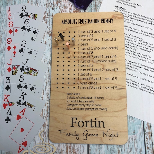 Absolute Frustration Rummy UPDATED- avec couper votre propre fichier de chevilles - Fichier numérique SVG - Glowforge Ready Game