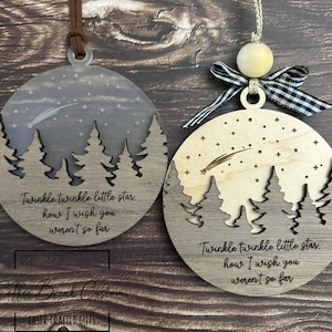 Shooting star ornament SVG, laser cut file, friend ornament svg, memory ornament svg, 2 layer acrylic ornament cut file