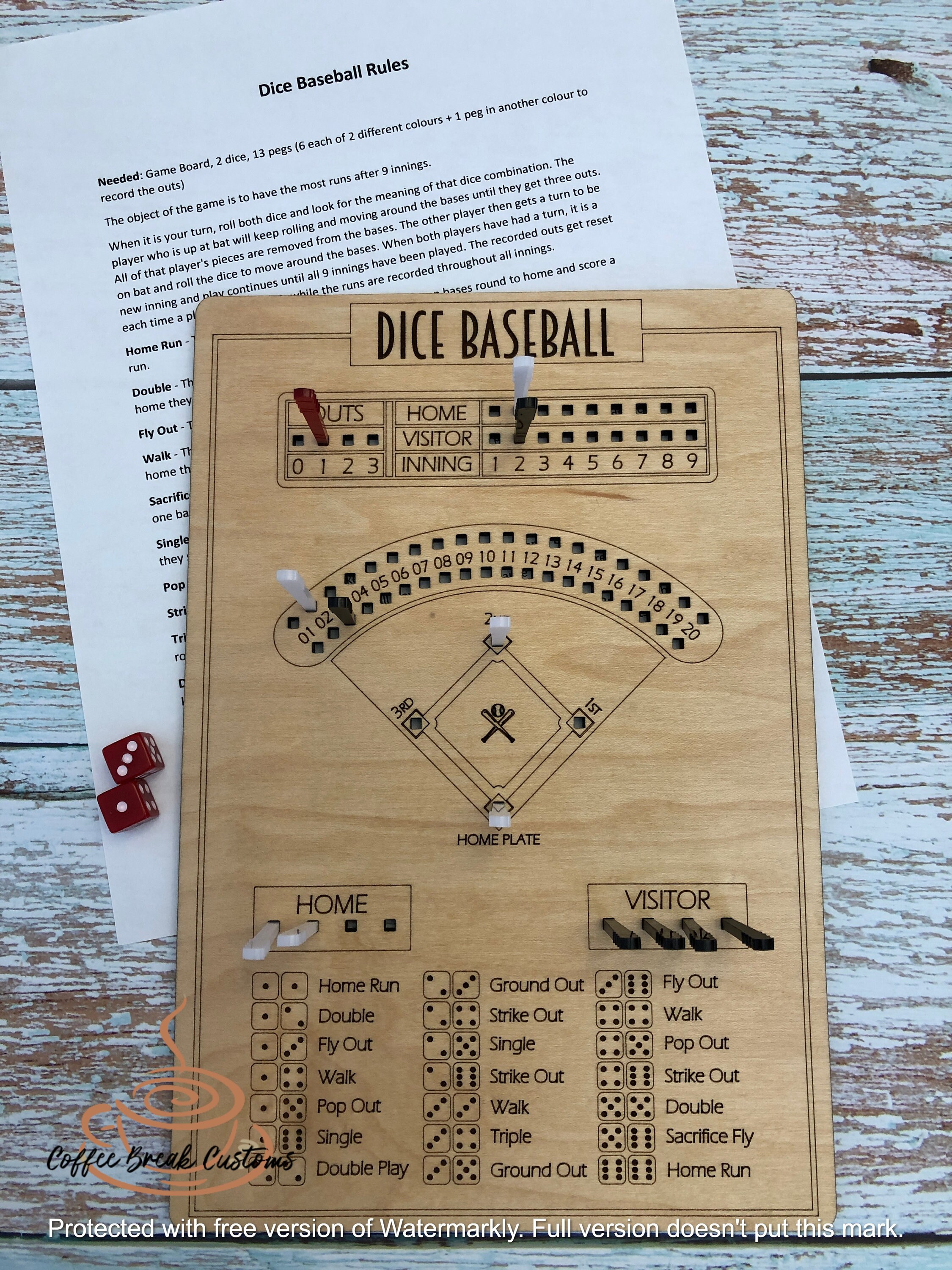 Dice Baseball Board Game Digital File Ready Game Etsy Canada