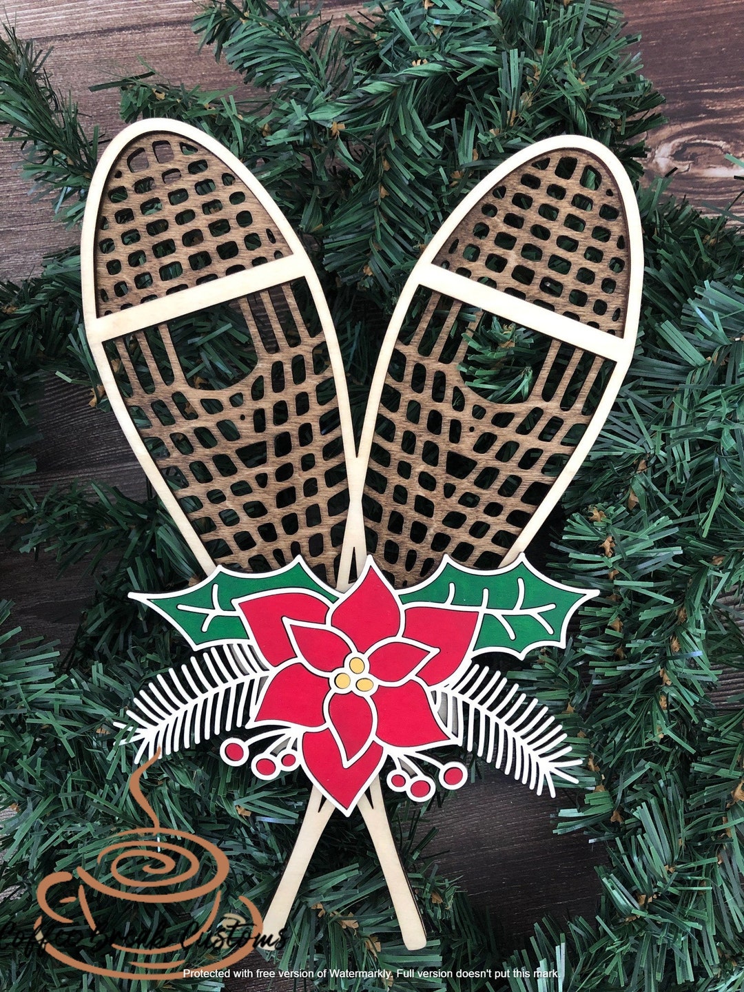 Floral Snowshoes Decor Digital Cut File, Snowshoes SVG, Etsy