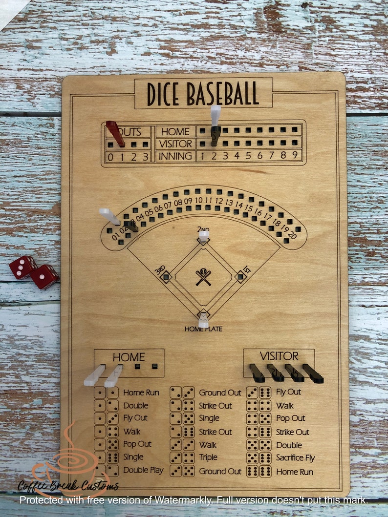 Dice Baseball Board Game Digital File Ready Game Etsy Canada