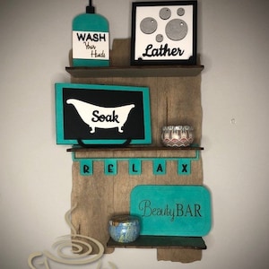 Bathroom tiered shelves decoration SVG