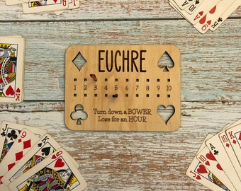Euchre Score keeper board Digital file, Glowforge Ready games svg with cut your own pegs